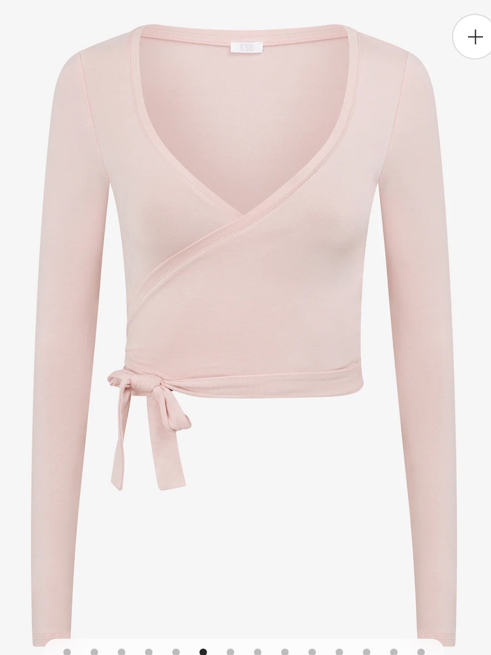 Long-Sleeve Wrap Crop Top - Light Blush Pink